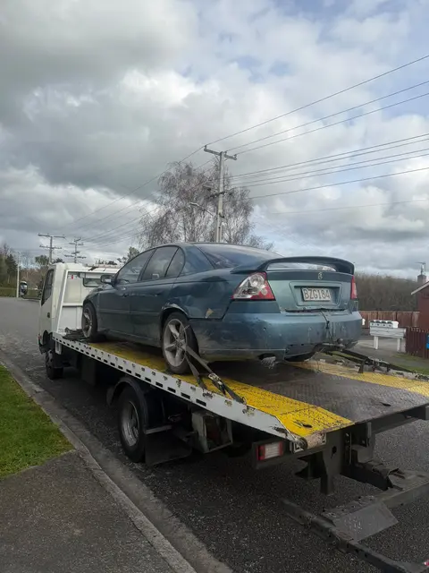 Holden Commodore on our flatbed tow truck
